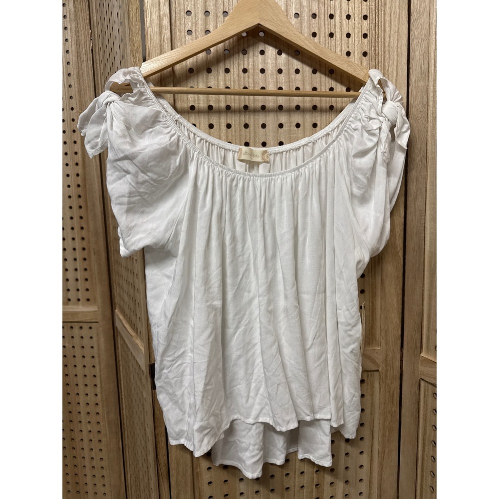NWT altard state white peasant blouse shoulder tie sleeve womens large